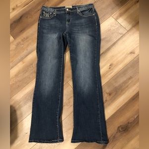 Earl Jean Embellished Back Pockets Blue Size 12